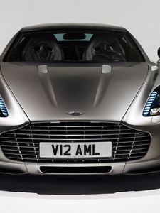 Preview wallpaper aston martin, one-77, 2009, gray metallic, front view, auto