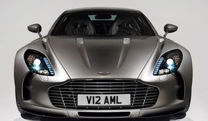 Preview wallpaper aston martin, one-77, 2009, gray metallic, front view, auto