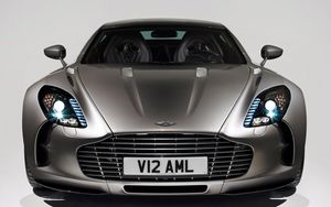 Preview wallpaper aston martin, one-77, 2009, gray metallic, front view, auto