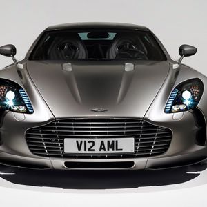 Preview wallpaper aston martin, one-77, 2009, gray metallic, front view, auto