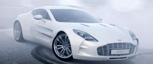 Preview wallpaper aston martin one 77, aston martin, white, sports car, drift, side view