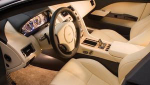 Preview wallpaper aston martin, rapide, 2006, concept car, beige, salon, interior, steering wheel, speedometer