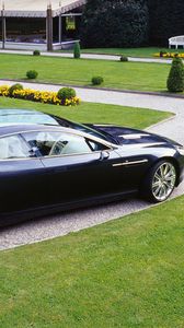 Preview wallpaper aston martin, rapide, 2006, black, side view, concept car, grass