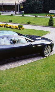 Preview wallpaper aston martin, rapide, 2006, black, side view, concept car, grass