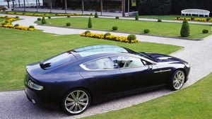 Preview wallpaper aston martin, rapide, 2006, black, side view, concept car, grass