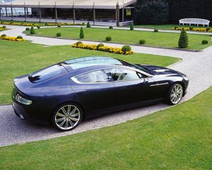 Preview wallpaper aston martin, rapide, 2006, black, side view, concept car, grass