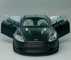 Preview wallpaper aston martin, rapide, 2006, black, front view, concept car, sport