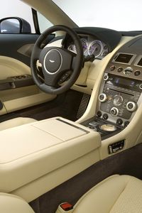 Preview wallpaper aston martin, rapide, 2009, salon, interior, steering wheel, speedometer
