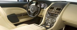 Preview wallpaper aston martin, rapide, 2009, salon, interior, steering wheel, speedometer