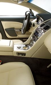 Preview wallpaper aston martin, rapide, 2009, white, salon, interior, steering wheel