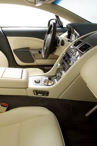 Preview wallpaper aston martin, rapide, 2009, white, salon, interior, steering wheel