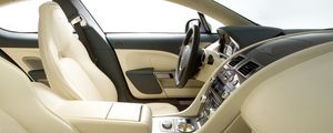 Preview wallpaper aston martin, rapide, 2009, white, salon, interior, steering wheel