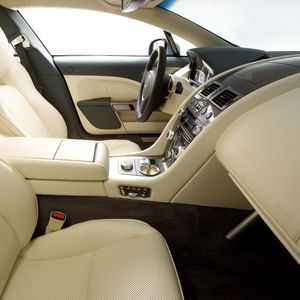 Preview wallpaper aston martin, rapide, 2009, white, salon, interior, steering wheel