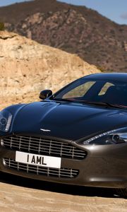 Preview wallpaper aston martin, rapide, 2009, black, front view, cars, nature