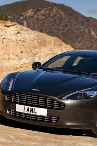 Preview wallpaper aston martin, rapide, 2009, black, front view, cars, nature
