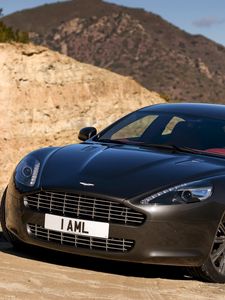 Preview wallpaper aston martin, rapide, 2009, black, front view, cars, nature