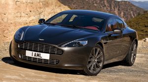 Preview wallpaper aston martin, rapide, 2009, black, front view, cars, nature