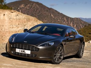 Preview wallpaper aston martin, rapide, 2009, black, front view, cars, nature