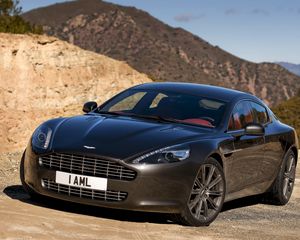 Preview wallpaper aston martin, rapide, 2009, black, front view, cars, nature