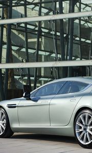 Preview wallpaper aston martin, rapide, 2009, silver metallic, side view, auto