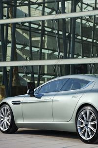 Preview wallpaper aston martin, rapide, 2009, silver metallic, side view, auto