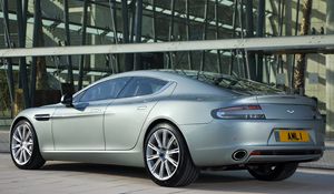 Preview wallpaper aston martin, rapide, 2009, silver metallic, side view, auto