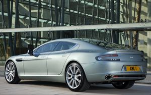 Preview wallpaper aston martin, rapide, 2009, silver metallic, side view, auto