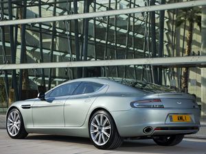 Preview wallpaper aston martin, rapide, 2009, silver metallic, side view, auto