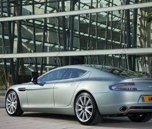 Preview wallpaper aston martin, rapide, 2009, silver metallic, side view, auto