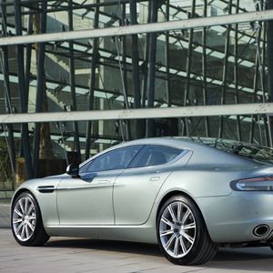 Preview wallpaper aston martin, rapide, 2009, silver metallic, side view, auto
