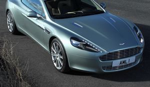 Preview wallpaper aston martin, rapide, 2009, green, top view, cars, asphalt