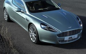 Preview wallpaper aston martin, rapide, 2009, green, top view, cars, asphalt