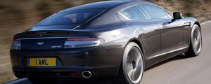 Preview wallpaper aston martin, rapide, 2009, gray, side view, rear car, speed