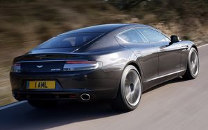 Preview wallpaper aston martin, rapide, 2009, gray, side view, rear car, speed