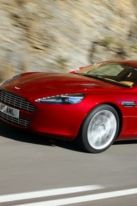 Preview wallpaper aston martin, rapide, 2009, red, side view, speed, asphalt