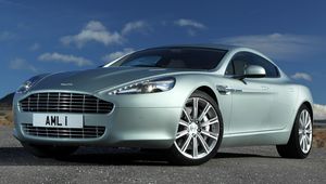 Preview wallpaper aston martin, rapide, 2009, green metallic, front view, style, sky