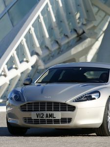 Preview wallpaper aston martin, rapide, 2009, silver, front view, auto