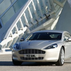 Preview wallpaper aston martin, rapide, 2009, silver, front view, auto