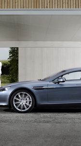 Preview wallpaper aston martin, rapide, 2009, blue, side view, style, asphalt