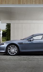 Preview wallpaper aston martin, rapide, 2009, blue, side view, style, asphalt