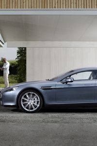 Preview wallpaper aston martin, rapide, 2009, blue, side view, style, asphalt