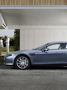 Preview wallpaper aston martin, rapide, 2009, blue, side view, style, asphalt