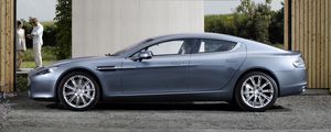 Preview wallpaper aston martin, rapide, 2009, blue, side view, style, asphalt