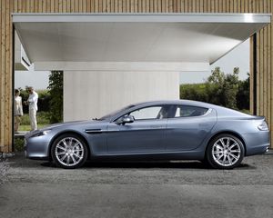 Preview wallpaper aston martin, rapide, 2009, blue, side view, style, asphalt