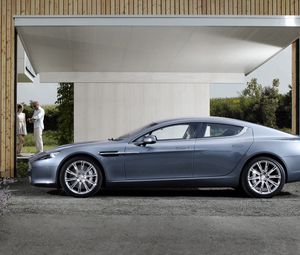 Preview wallpaper aston martin, rapide, 2009, blue, side view, style, asphalt