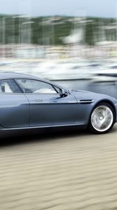 Preview wallpaper aston martin, rapide, 2009, blue, side view, style, speed