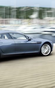 Preview wallpaper aston martin, rapide, 2009, blue, side view, style, speed