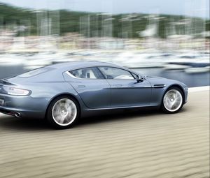 Preview wallpaper aston martin, rapide, 2009, blue, side view, style, speed