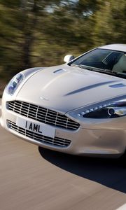 Preview wallpaper aston martin, rapide, 2009, silver, front view, asphalt