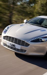 Preview wallpaper aston martin, rapide, 2009, silver, front view, asphalt